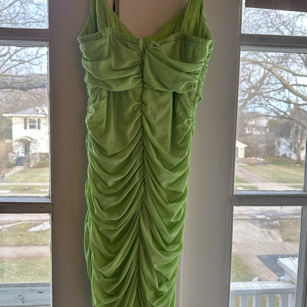 Hello Molly Bright Green Ruched Mini Dress
